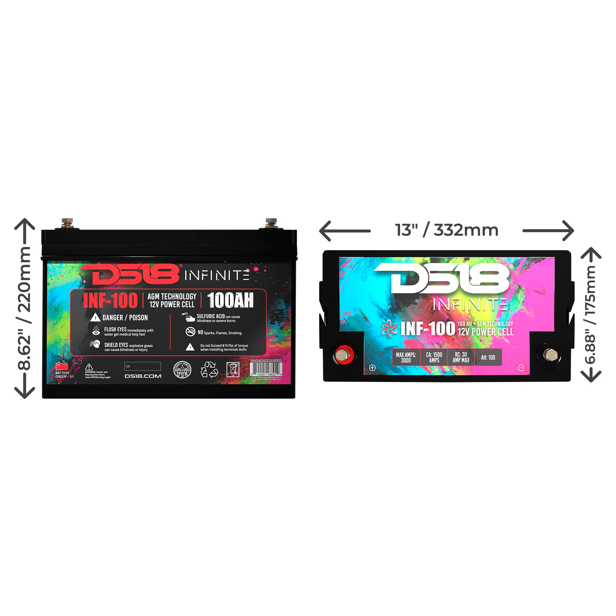 INFINITE 100 AH AGM Power Cell Battery - Official DS18 Pro Audio Store