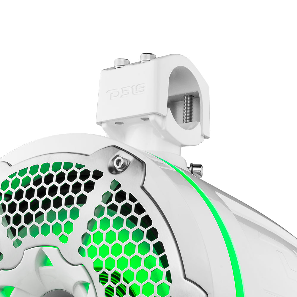 NXL 10" Neodymium Marine and Powersports Towers with Built-in Passive Radiator, 1" Driver and LED RGB Lights 300 Watts Rms -White