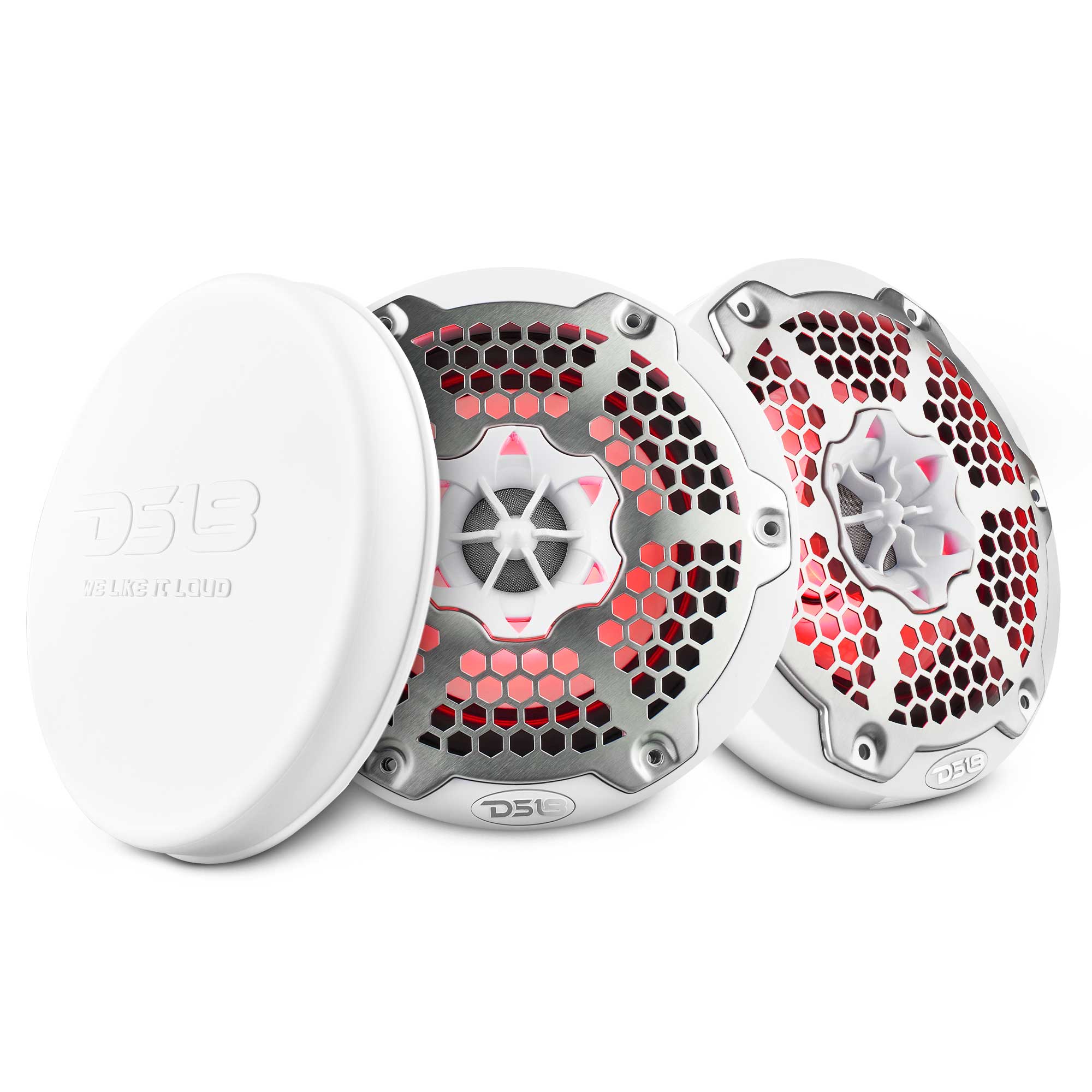 NXL 6.5" 2-Way Coaxial Marine Speaker With LED RGB Lights 100 Watts Rms 4-Ohm - White