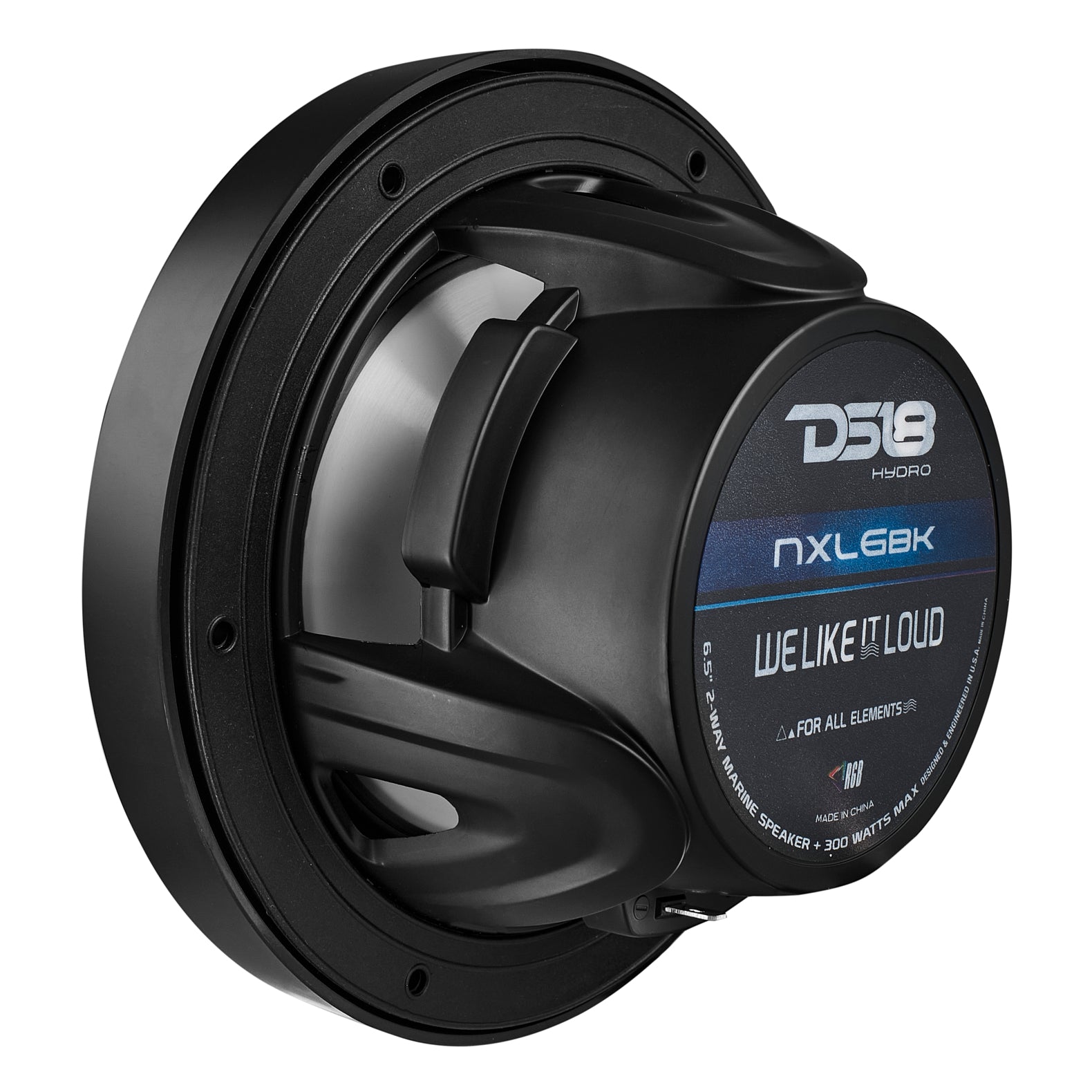 NXL 6.5" 2-Way Coaxial Marine Speaker With LED RGB Lights 100 Watts Rms 4-Ohm -Black