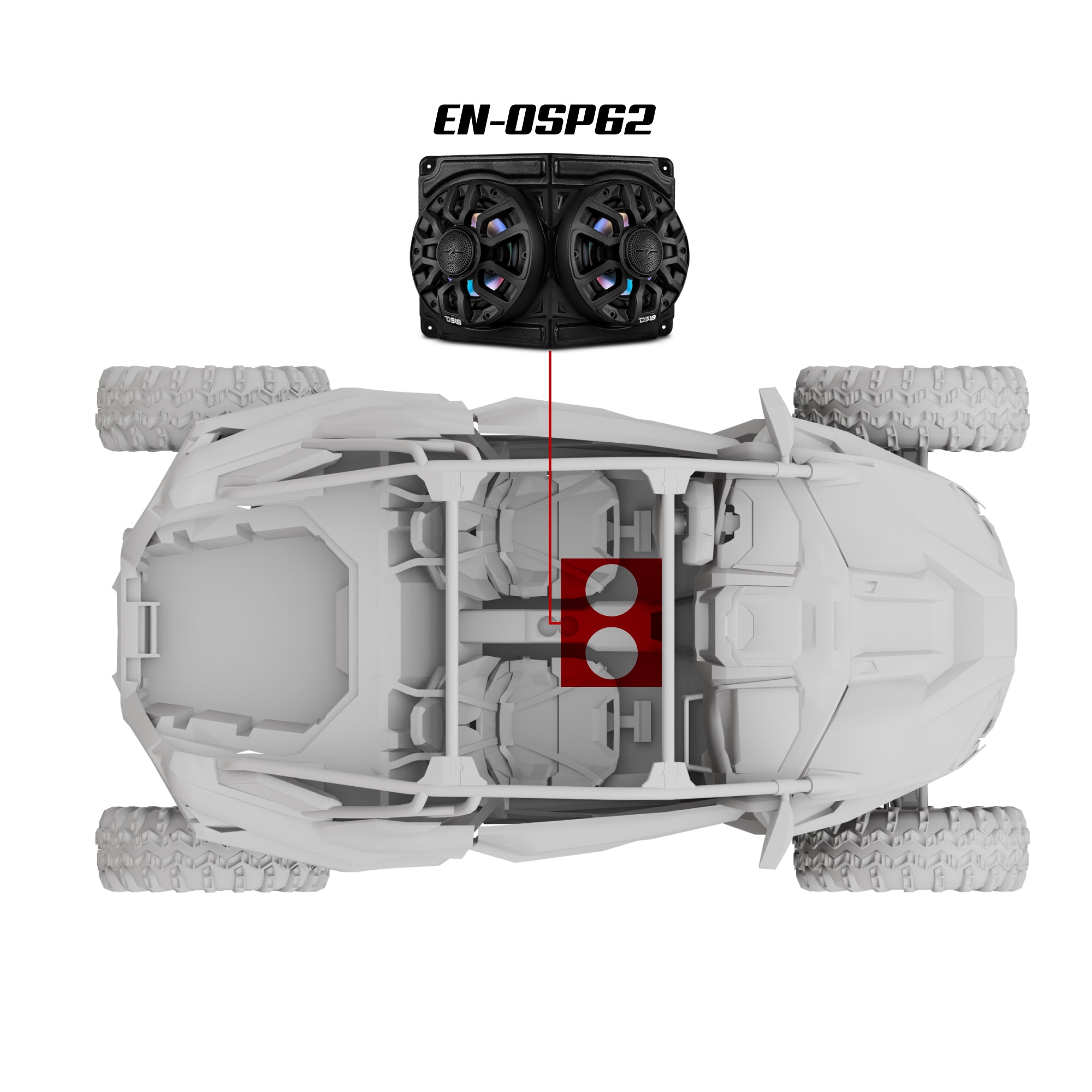 Polaris RZR / RZR PRO Overhead Enclosure With Amplifier and Installation Kit - Loaded with 2x 6.5" 2-Way Marine Speakers With Digital LED Lights