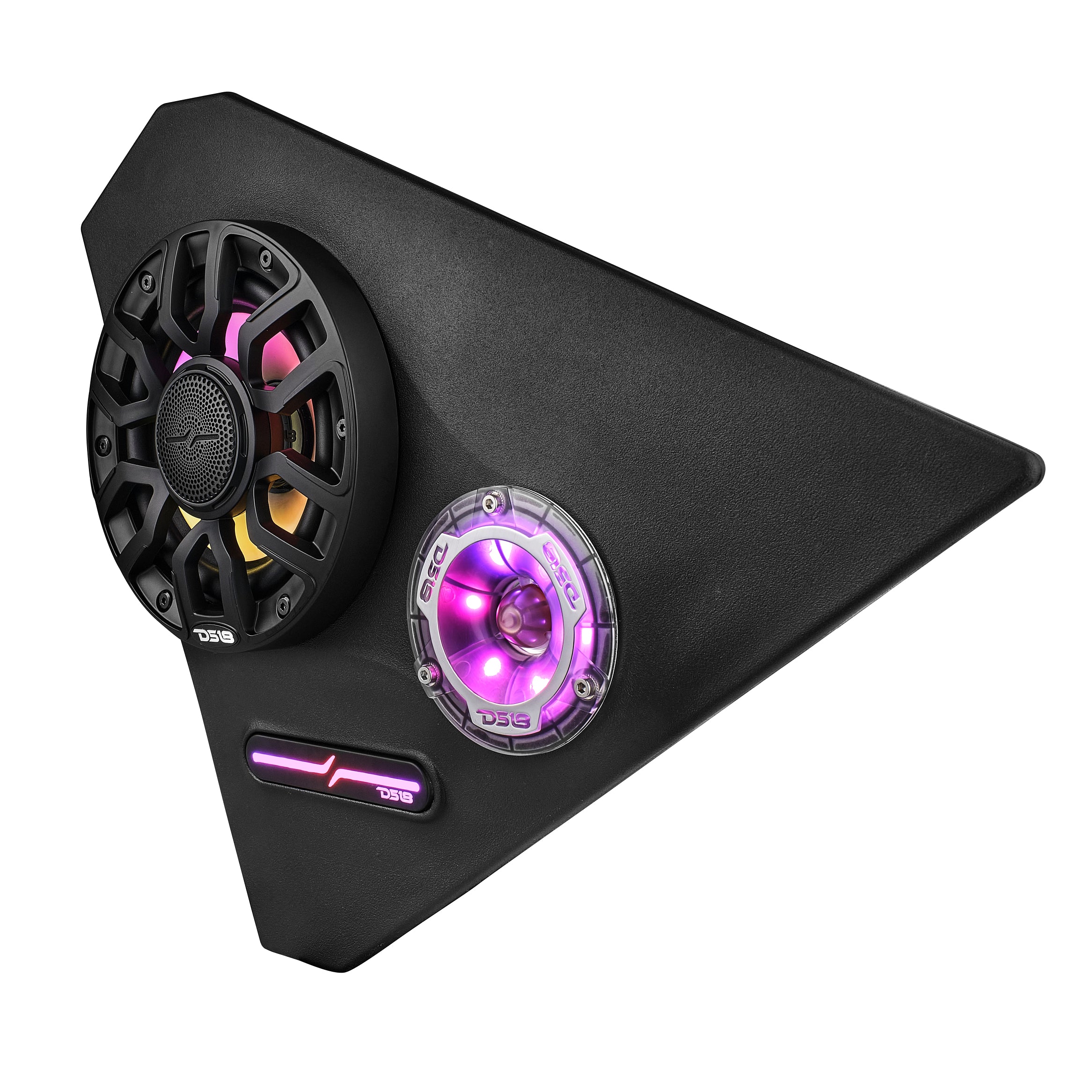 Polaris Slingshot Front Kick Panel Speaker Pods Loaded | 2 x NXL-IQ6/BK & 2 x PRO-TW1LD and Digital LED Lights | 2015 - Current