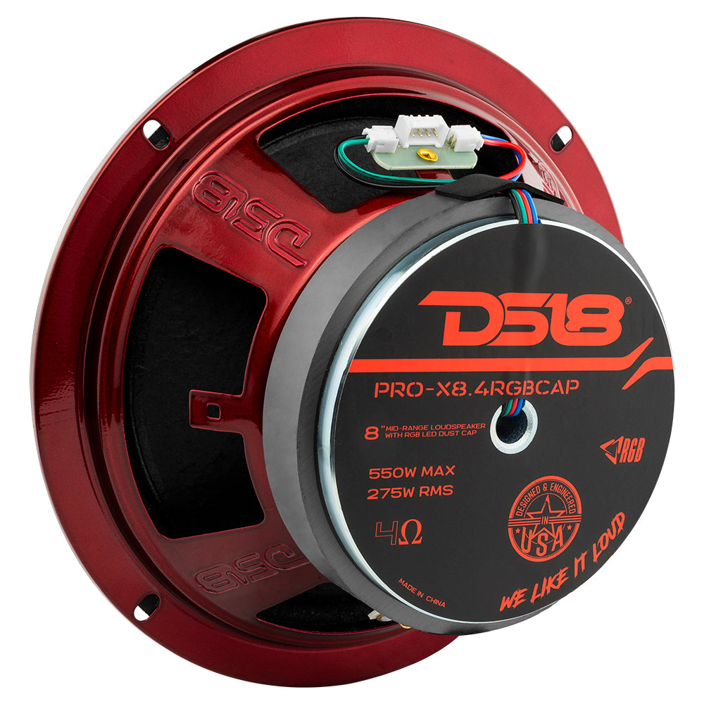 PRO-X 8" Mid-Range Loudspeaker with RGB Light Dust Cap 275 Watts Rms 4-Ohm