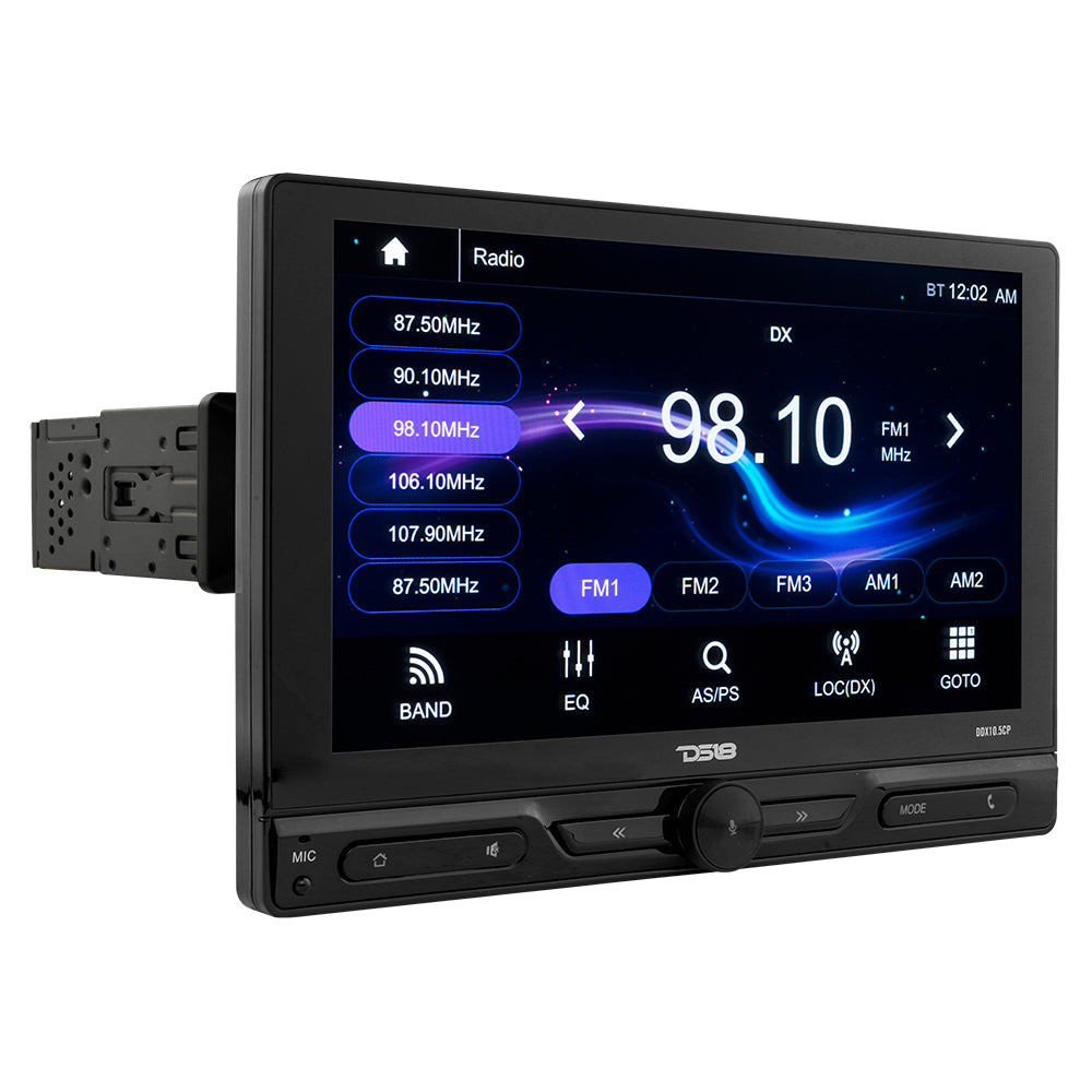 10.5" Floating Adjustable Modular Touchscreen Mechless Single-DIN Head Unit with Bluetooth, Apple Car Play, Android Mirror Link, USB, AUX, SD, AM, FM