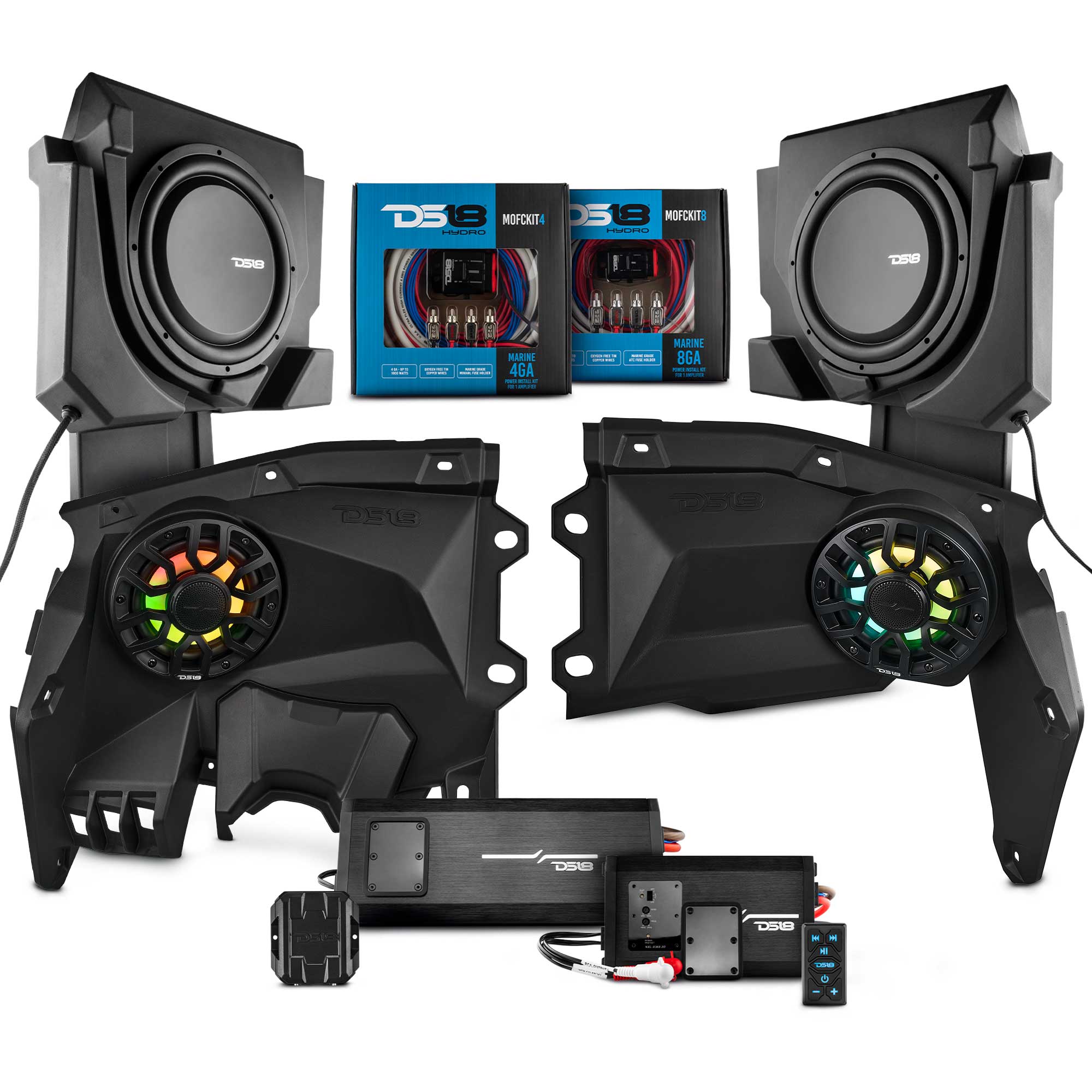 Can-Am Maverick X3 Stage 3 Dash Panel Speaker Enclosures and Driver and Passenger Side Under Seat Subwoofer Enclosure - 3800W MAX