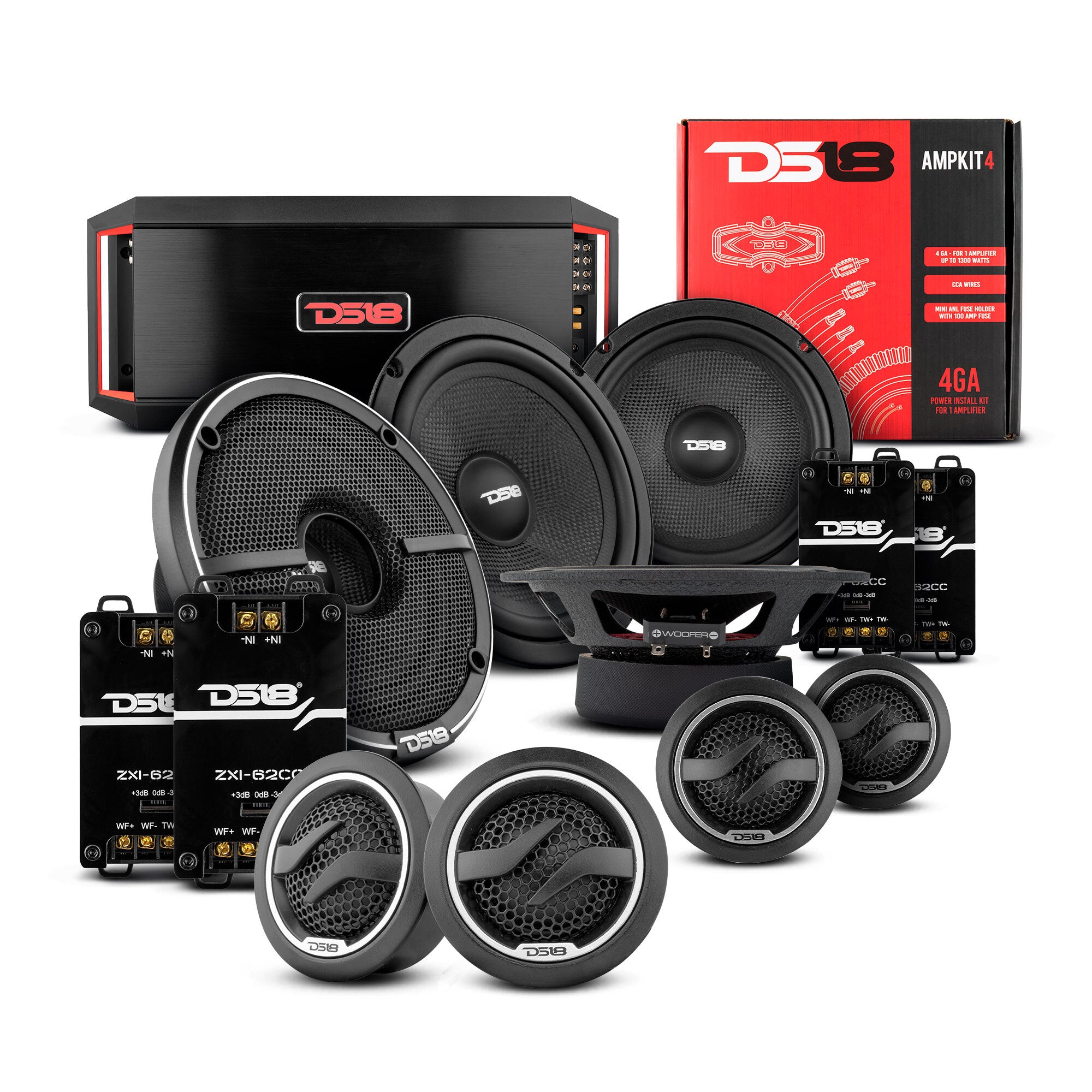 DS18 2006-2020 Honda Civic Front and Back Doors Sedan Speakers Better Upgrade/Replacement Package 1600 Watts