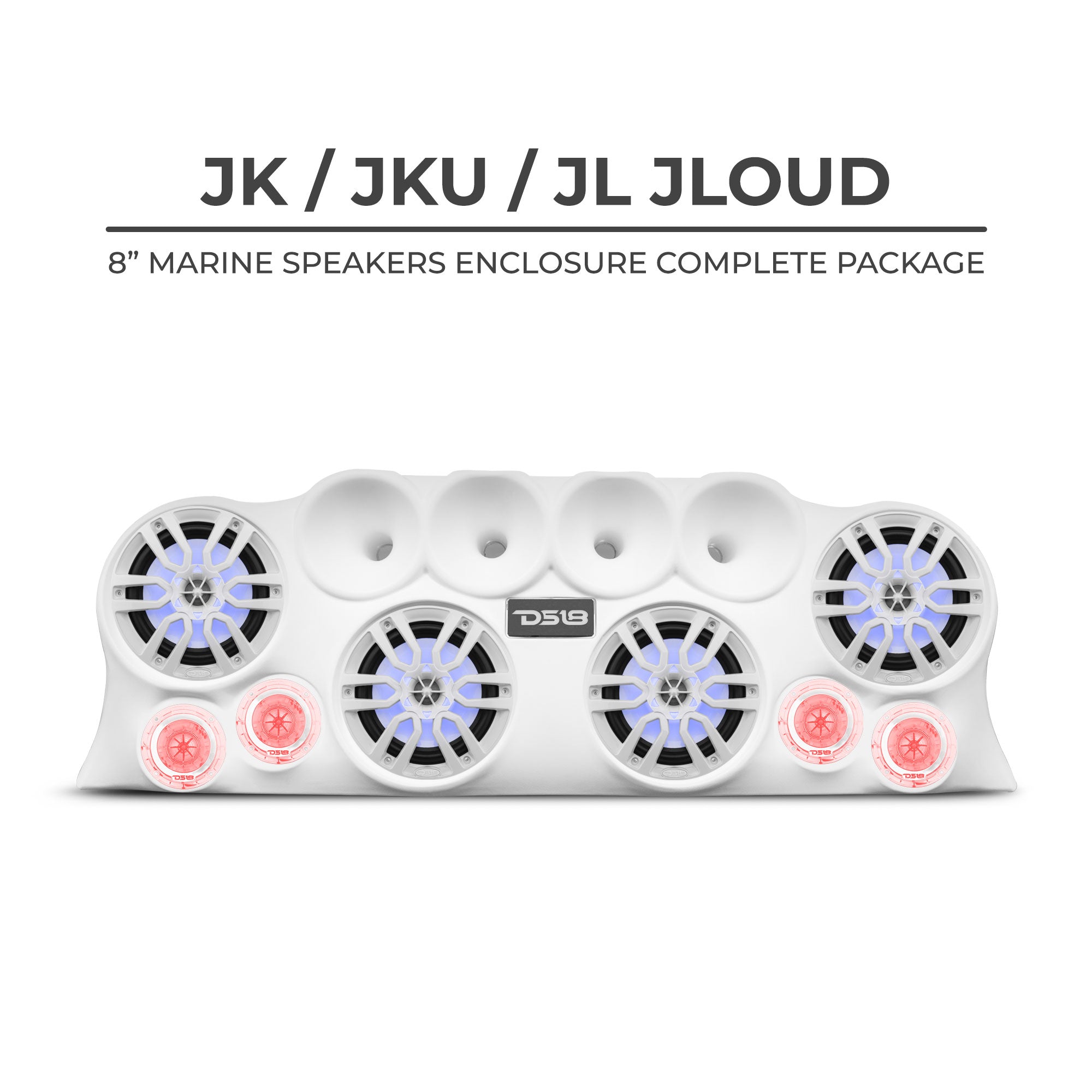 DS18 J-LOUD Jeep Wrangler JK/JKU/JL Loaded Sound Bar System, Black / White